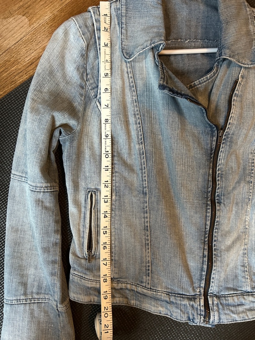 Light Wash Denim Moto Jacket - Picture 11 of 12